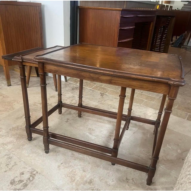 1960s Mid Century Modern Burl Nesting Tables - a Set of 2 For Sale - Image 12 of 12