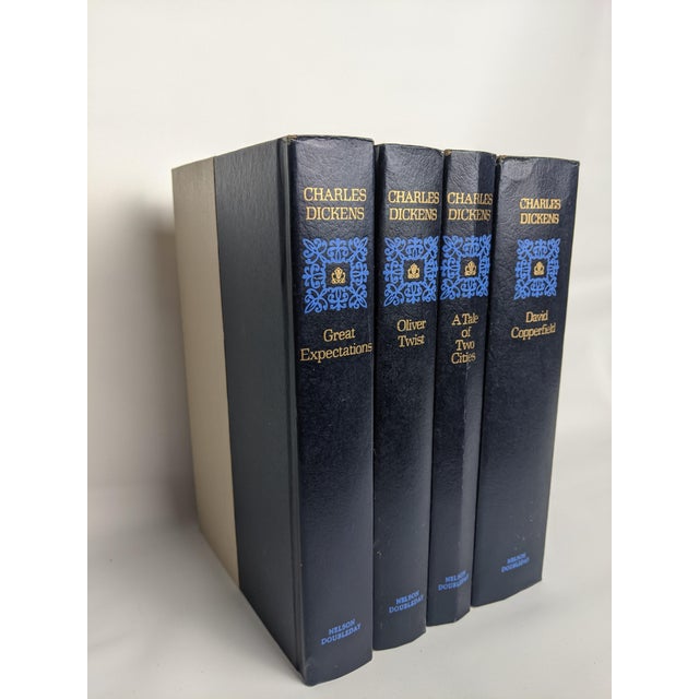 Mid-Century Modern Mid 20th Century Charles Dickens Classics – Set of 4 Navy Blue & Gold Hardcover Booksbooks For Sale - Image 3 of 10