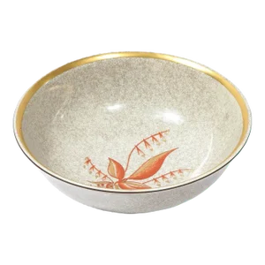 Mid-Century Modern Cracqueleur Ceramic & Yellow Gilt Bowl by Royal Copenhagen