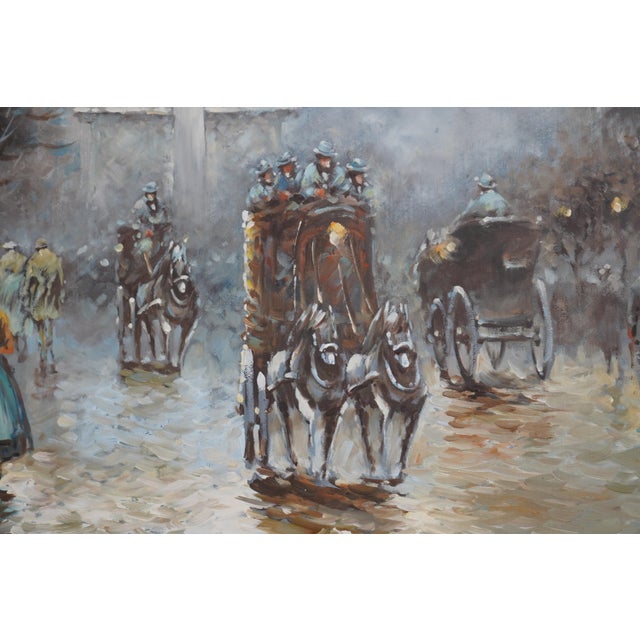 1970s J. Gaston Paris Street Oil Painting on Canvas For Sale - Image 5 of 13