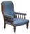 Victorian Hardwood Blue Armchair For Sale