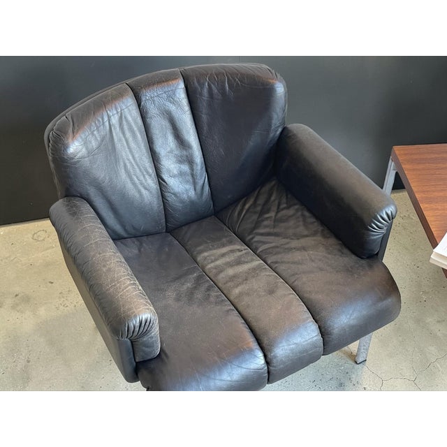 Eurochair Lounge Chairs in Black Leather and Chromed Steel by Hans Eichenberger, 1970s, Set of 2 For Sale - Image 6 of 16