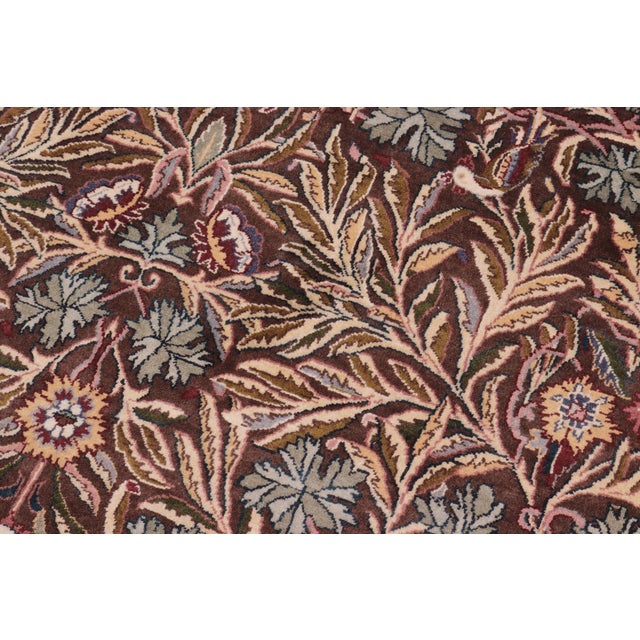 Shabby Chic Floral 1990's Pak-Persian Brown/Gray Wool Round Rug - 8'0'' X 8'4'' For Sale - Image 3 of 9