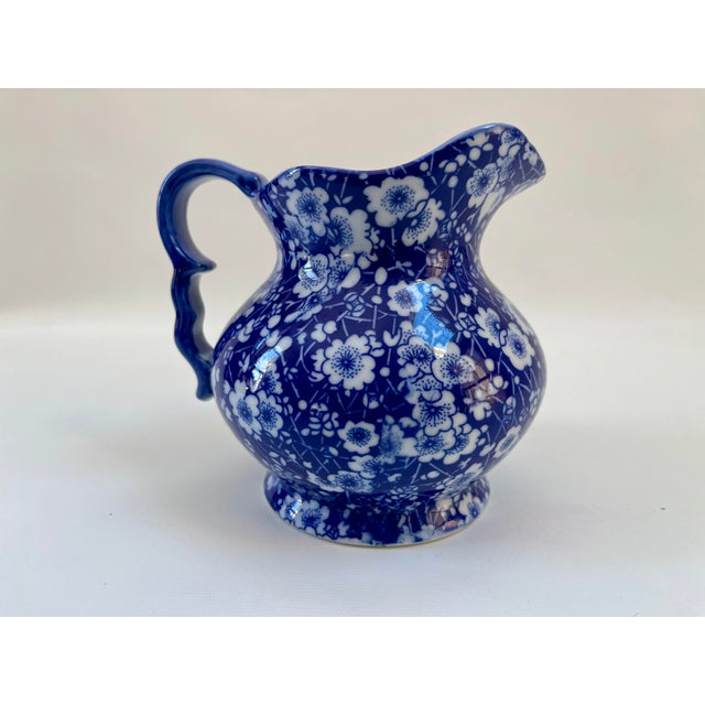 Vintage English Victoria Ware Ironstone Blue & White Pitcher For Sale In Boston - Image 6 of 8