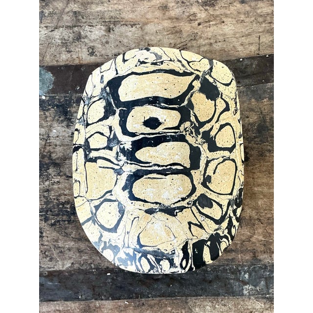 Cream Vintage Scagliola Artisanal Pigmented Plaster Turtle Shell For Sale - Image 8 of 12