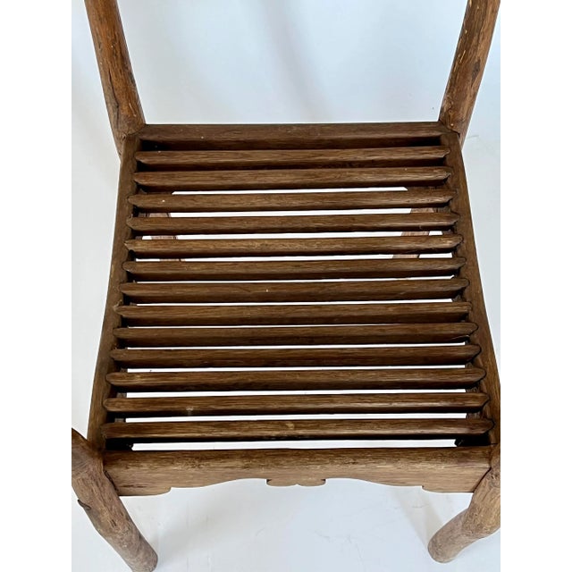 Antique Handmade Wood Chair with Slat Seat For Sale In Milwaukee - Image 6 of 13