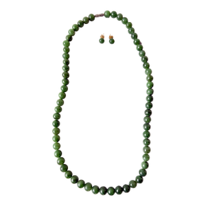 Jade Beaded Necklace and Earrings Set