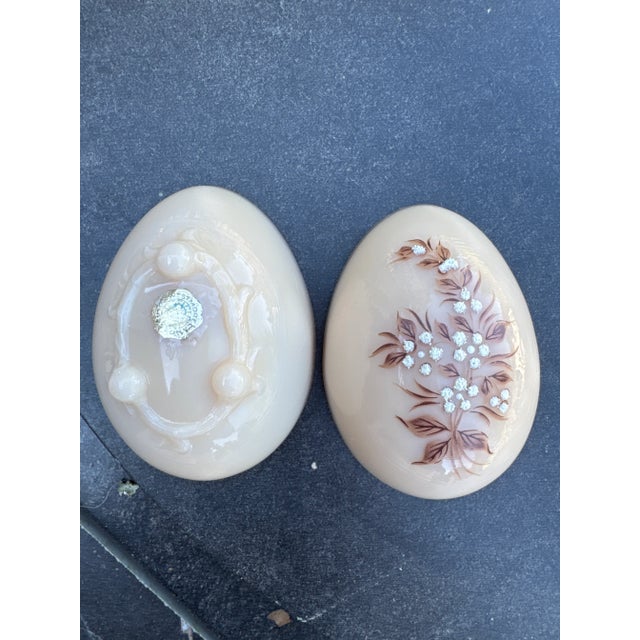 1960s LastCHANCE!1960's Westmoreland Pink Milk Glass Hand Painted Egg Dish For Sale - Image 5 of 10