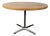 Mid Century Modern Round Dining Table With Butcher Block Top and Chrome Base For Sale