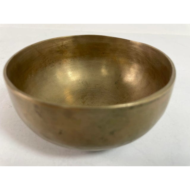 Vintage Asian Bronze Singing Hammered Bowl For Sale - Image 10 of 12