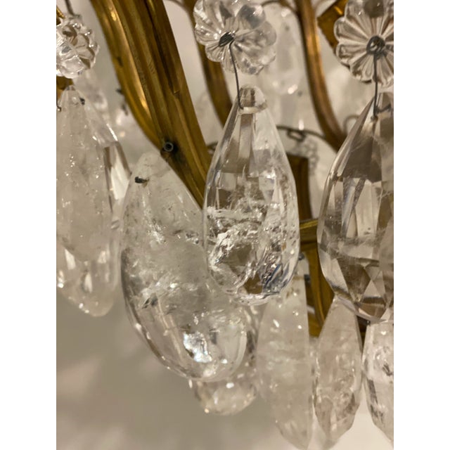 1900s Gilt Bronze Chandelier With Rock Crystals For Sale In New York - Image 6 of 8