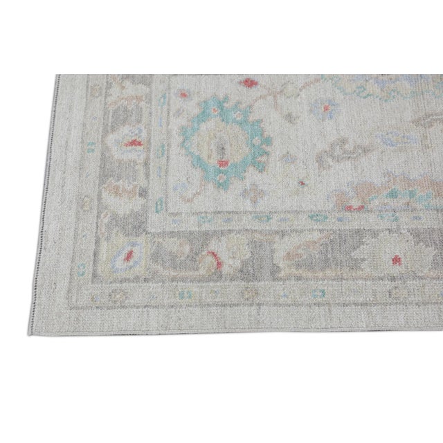 Beige Multicolor Handwoven Turkish Oushak Rug 2'9" X 5' For Sale - Image 4 of 8