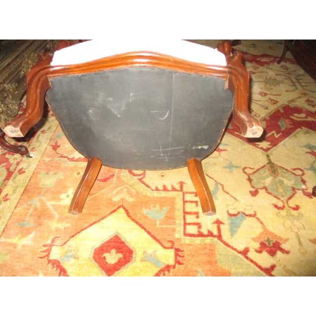 Antique Walnut Renaissance Revival Hand Carved With Ladies Face Parlor Chair For Sale - Image 12 of 12