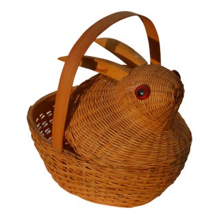Petite Rabbit Shaped Wicker Basket For Sale