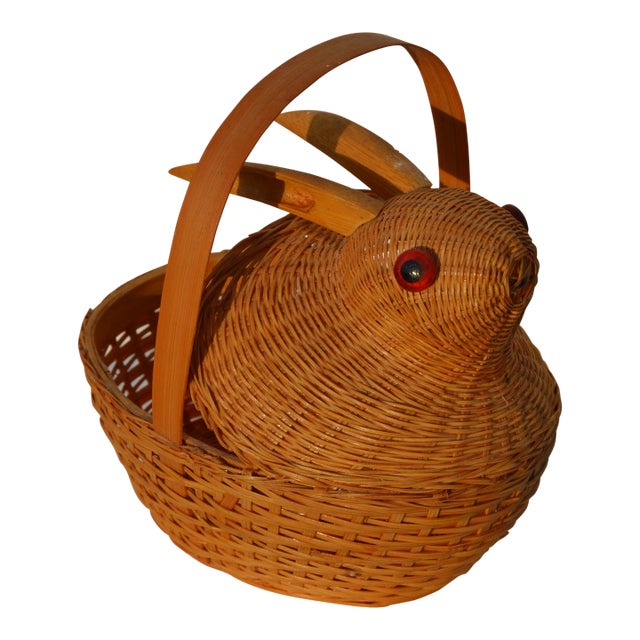 Petite Rabbit Shaped Wicker Basket For Sale