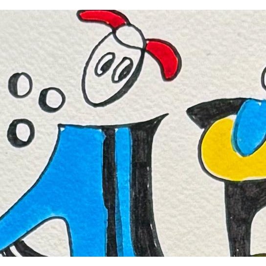 Abstract Prelude in Blue — Small Abstract Figurative Drawing (8 X 8 In, 2025) For Sale - Image 3 of 7