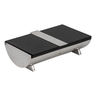 English Art Deco Silver & Lacquer Cigarette Box, 1920s For Sale