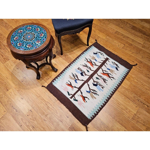 Vintage Native American Navajo Rug, Handwoven Wool, Tree of Life Pattern, 2x3 For Sale - Image 13 of 13
