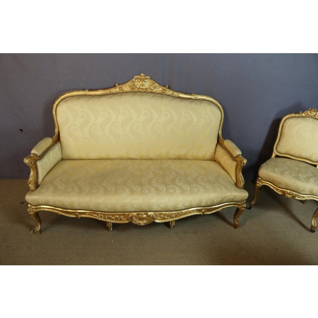 Wood 19th Century Gilded Wood Living Room, Set of 7 For Sale - Image 7 of 11
