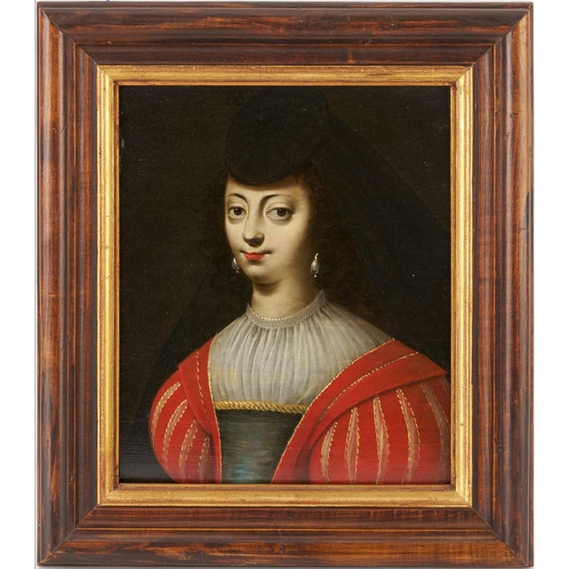 Textile Pr. 17th C. European Pendant Portraits, Gustavus Adolphus & Maria Eleonora For Sale - Image 7 of 12