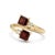 Elegant, modern, and deeply romantic. This beautiful "Toi et Moi" (You and Me) bypass ring features two vibrant 4x4mm...