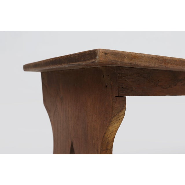 Wood Small Rustic Wooden Stool with Curved Base, France, 1900s For Sale - Image 7 of 11