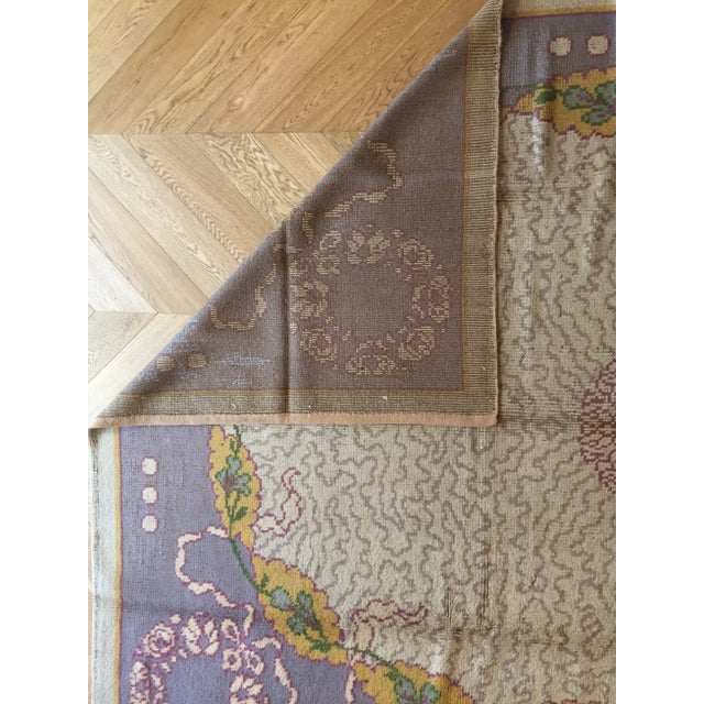Hand-Knitted European Light Purple & Grey Wool Rug, 1920s For Sale - Image 15 of 17
