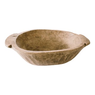 Large 19th Century French Hand Carved Dough Bowl/27" For Sale