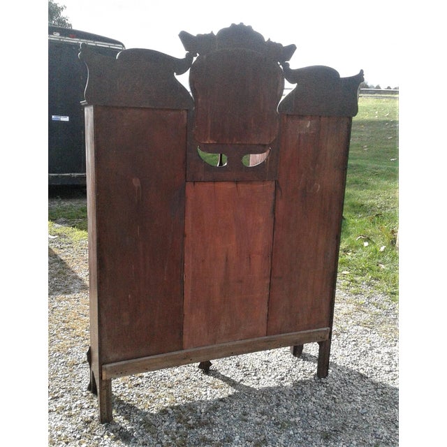 1900s Antique Quarter Sawn Oak Double Side by Side Secretary Bookcase With Curved Glass For Sale - Image 12 of 12