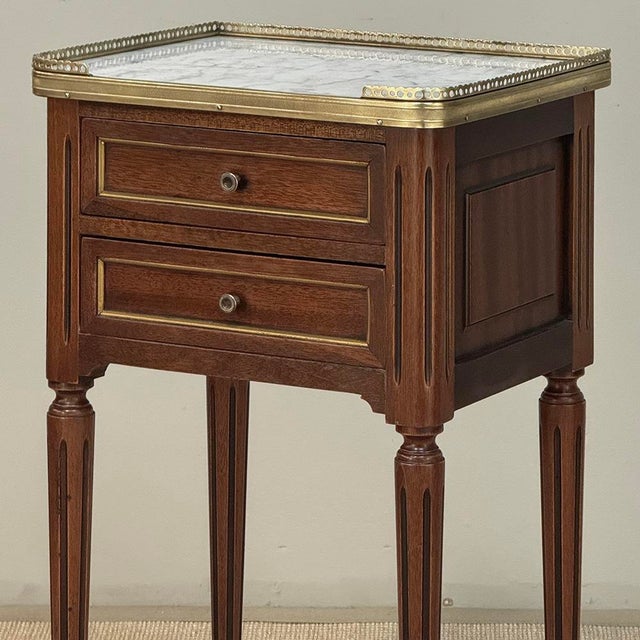 Pair French Louis XVI Marble Top End Tables For Sale - Image 11 of 17