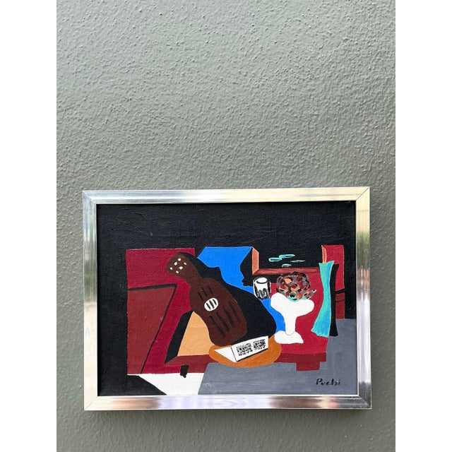 Vintage Abstract Cubist Still Life on Canvas For Sale - Image 12 of 12