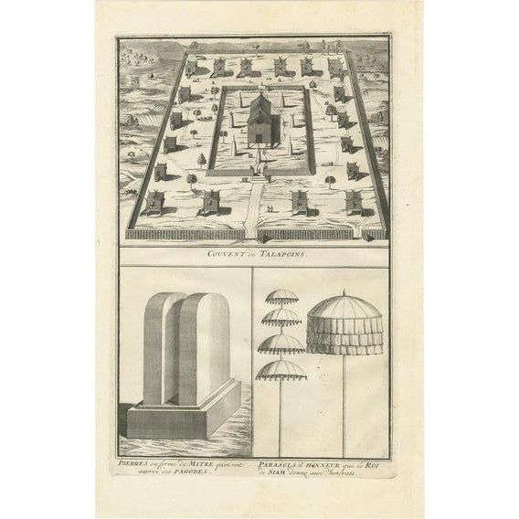 Buddhist Talapoins Next to Pagodas and Parasols Given attributed to the King of Siam, C1730 For Sale - Image 6 of 6