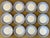 Set 12 English porcelain blue and white plates for salad, cake or hors d'oeuvres. Decorated with a relief molded...