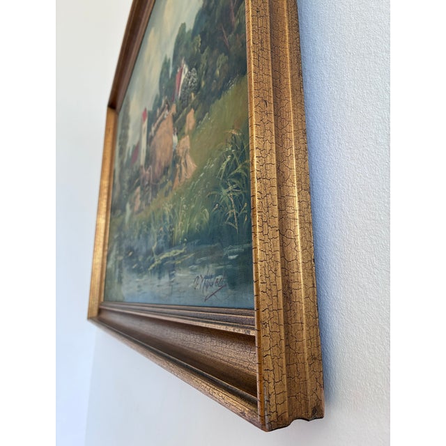 Vintage Original Large Landscape Oil Painting, Signed Countryside Art For Sale - Image 4 of 14