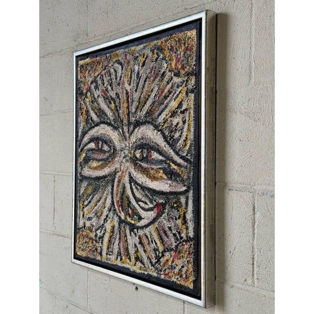 Original Abstract Expressionist Textured Framed Canvas Painting Vintage Mid-Century Modern For Sale In Los Angeles - Image 6 of 9