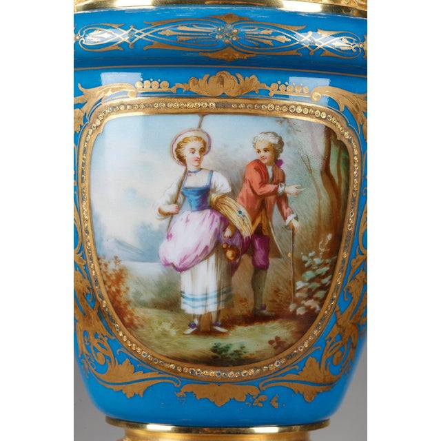 Covered Vases in Polychrome Porcelain in the Style of Sèvres, Set of 2 For Sale - Image 12 of 18