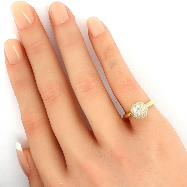 Contemporary Mid 20th Century Tiffany & Co HardWear Pave Diamond 8mm Ball Ring 18K Yellow Gold Size 4 For Sale - Image 3 of 8