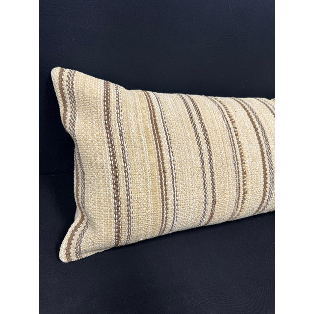 Turkish Hemp Pillow Cushion Natural Beige Brown Cushion Cover 14"x40" #30434 Enhance your home decor with our Kilim Pillow...