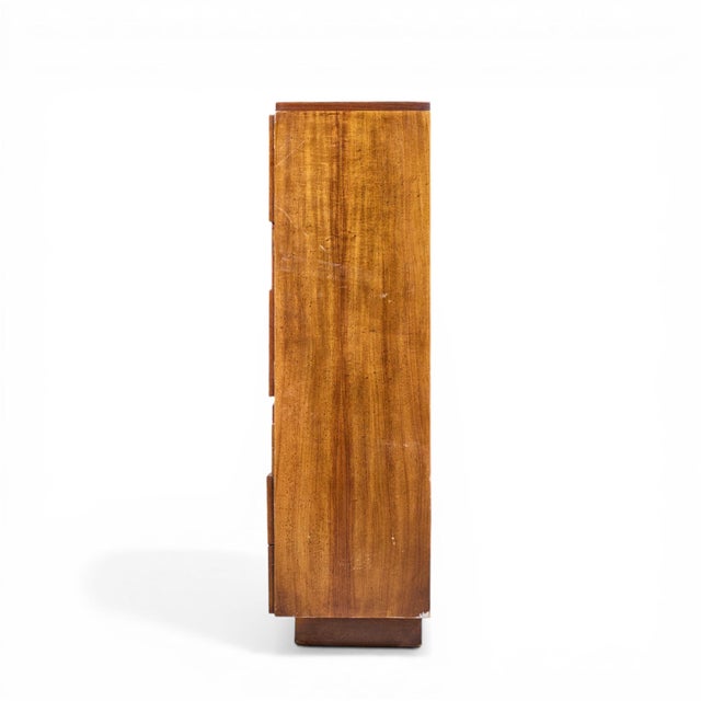 Mid 20th Century Lane Staccato Brutalist Mid Century Walnut Highboy Armoire Dresser For Sale - Image 5 of 9