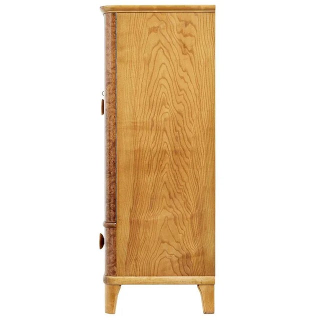 Brown 20th Century Swedish Burr Elm Cabinet For Sale - Image 8 of 12