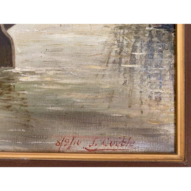 J. Guëble, Figure on Lake, 20th Century, Oil on Canvas For Sale - Image 12 of 13