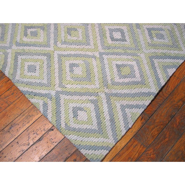 2000s Soft Diamond Modern Contemporary American Rag Rug 8' X 10' Handwoven Cotton Carpet For Sale - Image 4 of 4