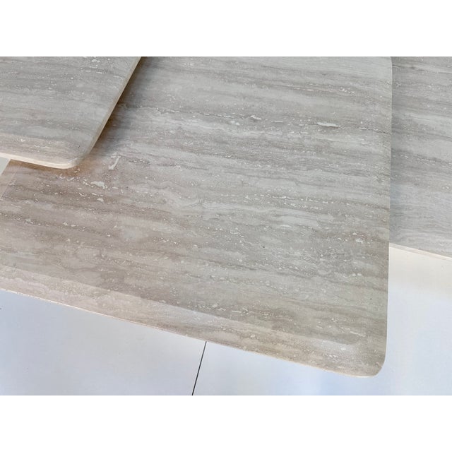 Beige Italian Brutalist Travertine Stone Side or End Tables, 1970s, Set of 3 For Sale - Image 8 of 18