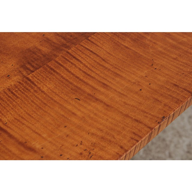 Wood Benchmade Tiger Maple Large Farmhouse Dining Tavern Table For Sale - Image 7 of 14