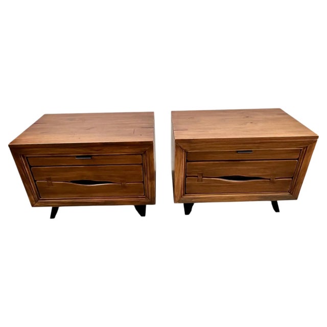 Rustic Contemporary Brazilian Pine Nightstand w/ Hidden storage Tray, a Pair Add warmth and character to your bedroom with...