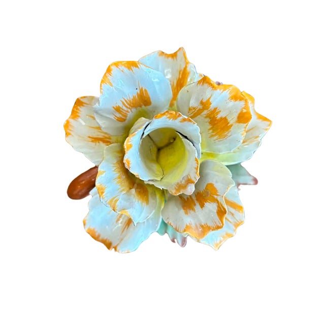 Vintage Majolica Style Ceramic Flower Candlestick Holder For Sale - Image 4 of 5