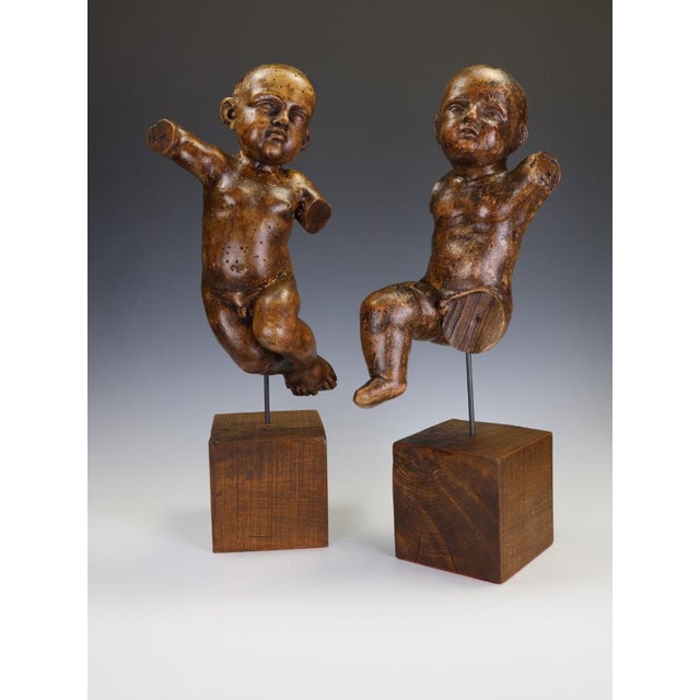 Austrian Artist, Baroque Putti / Cherubs, 18th Century, Limewood, Set of 2 For Sale - Image 3 of 18