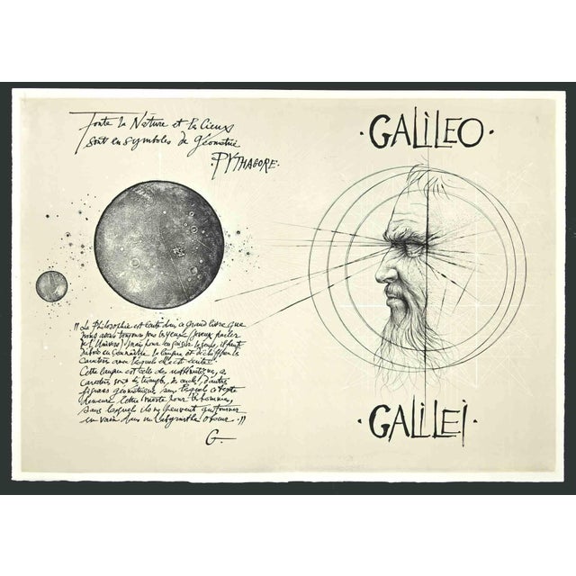 Galilée is an etching on paper, realized in 1955 by the French artist Pierre-Yves Trémois (Paris, 1921). from Edition of...