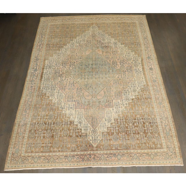 Room-size early 20th-century Persian Senneh Rug with pops of mint green and lavender tone