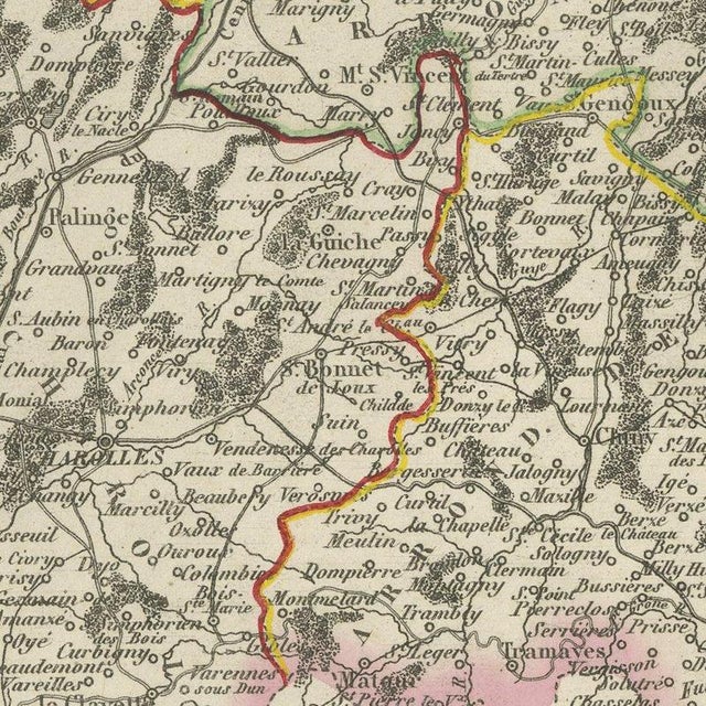 Antique Map of the Saône-Et-Loire, Mâcon and Chalon by Vuillemin, 1860 For Sale - Image 6 of 12